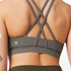 Lululemon Energy Bra Medium Support NEW with tag size 4 Dark Olive White Stripe